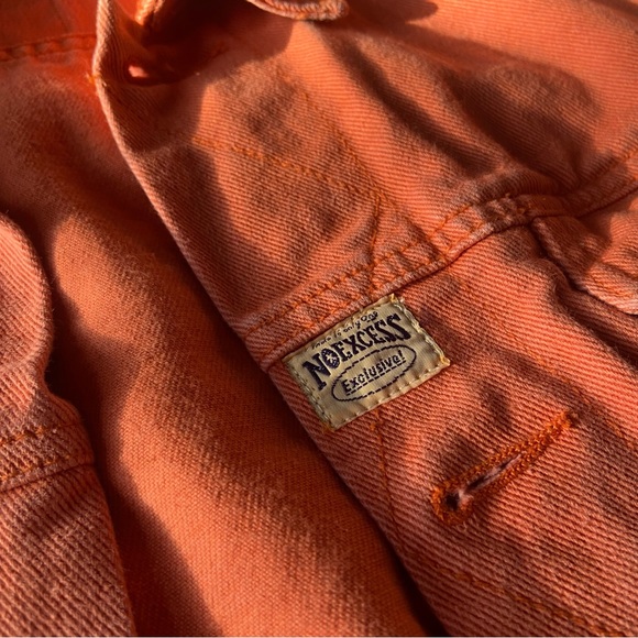 No Excess 100% Cotton Oversized Drop Shoulder Salmon Jean Jacket - Picture 2 of 10